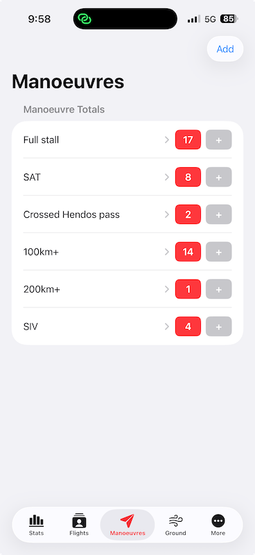 Manoeuvres screen