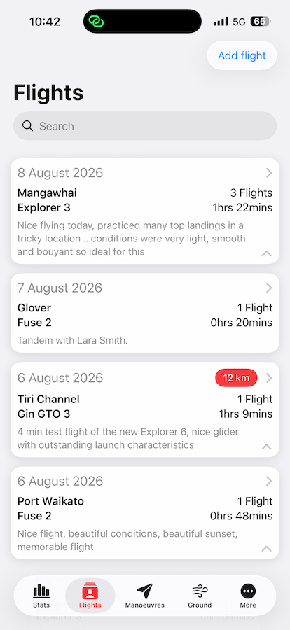 Flights screen