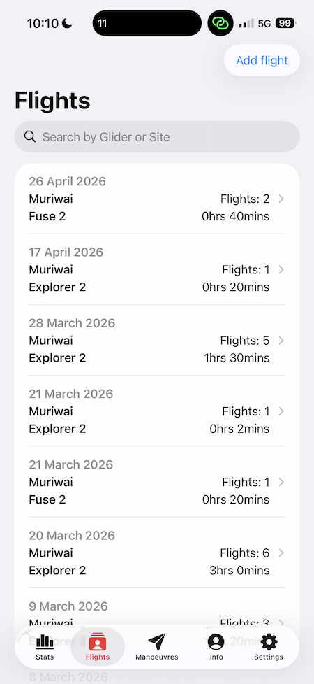 Flights screen