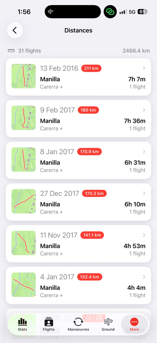 Distances screen