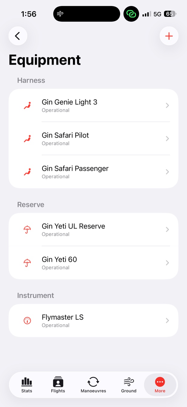 Equipment screen