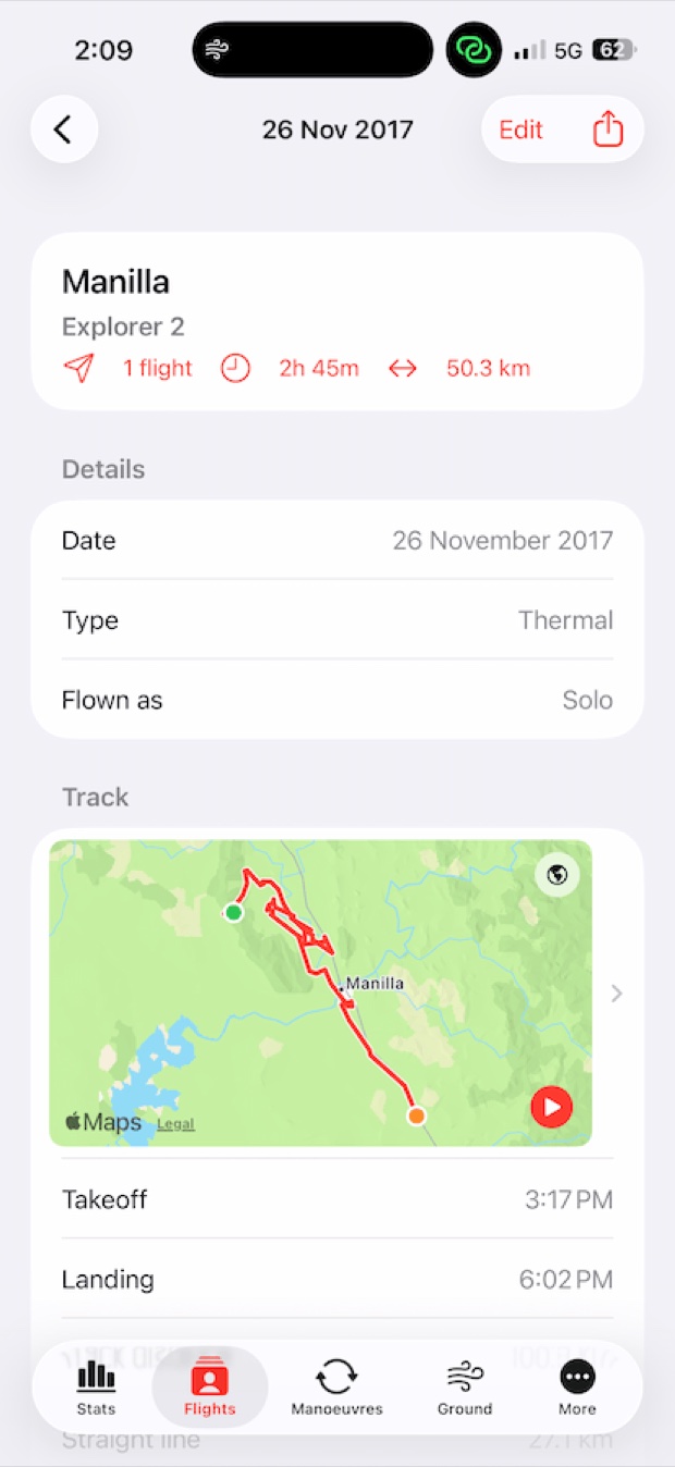 Flight detail screen